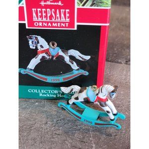 Hallmark rocking horse 1990 mini ornament Xmas Decor 3